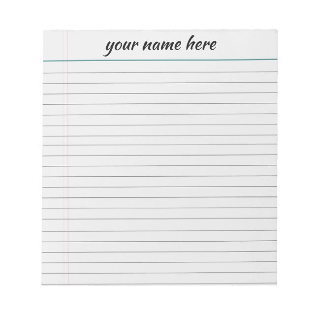 Personalized Lined Notepad (Front)