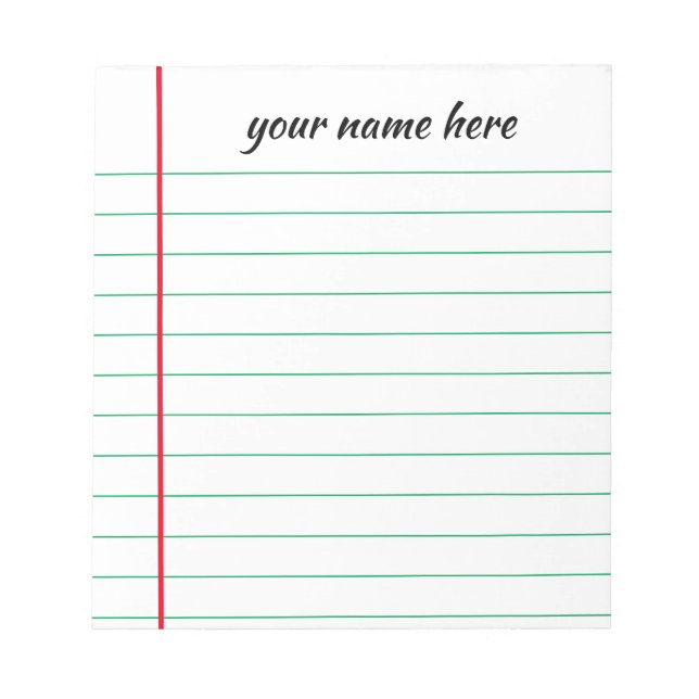 Personalized Lined Notepad (Front)