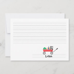 Personalized Lined Red Wagon Flat Note card
