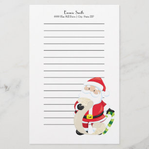 Personalized Lined Santa with Christmas List Stationery