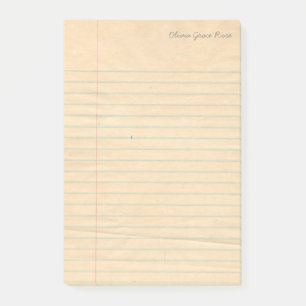 Personalized Lined School Notebook Paper Notepad