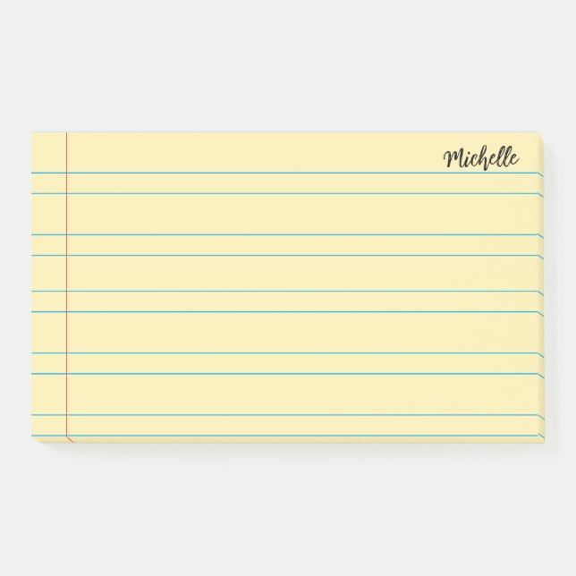 Personalized Lined School Notebook Paper Post-it Notes (Front)