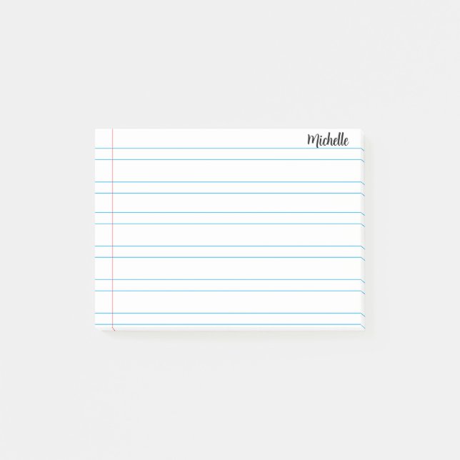  Personalized Lined School Notebook Paper Post-it Notes (Front)