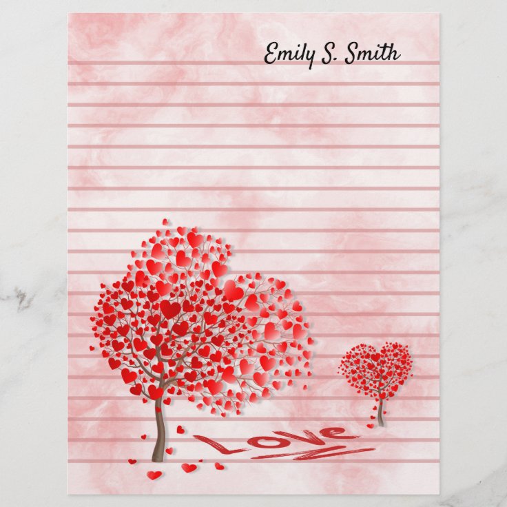 Personalized Lined Valentine Heart Scrapbook Paper | Zazzle