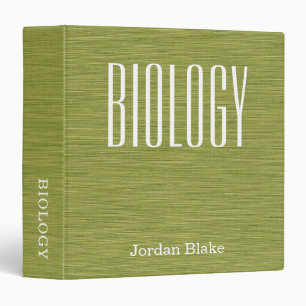 Personalized Linen Green Biology Subject School Binder