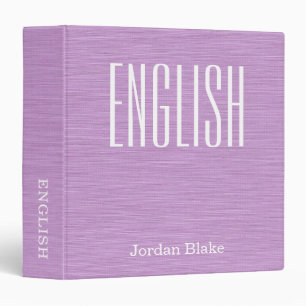 Personalized Linen Purple English Subject School Binder