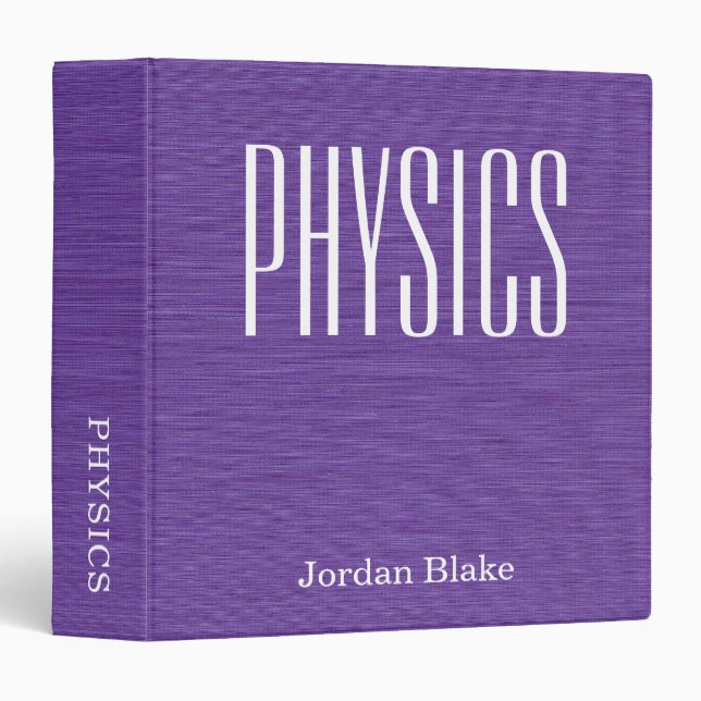 Personalized Linen Violet Physics Subject School Binder (Front/Spine)
