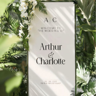 Personalized Linen Wedding Banner, Outdoor Welcome Banner