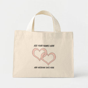 Personalized Linked Hearts Wedding Tote Bag