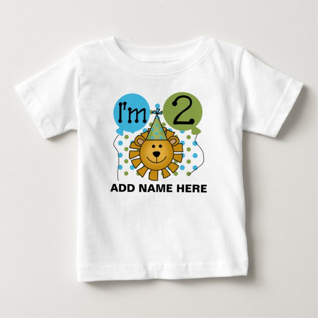 Personalized Lion 2nd Birthday Tshirt (Front)