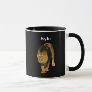 Personalized Lion On Black Mug
