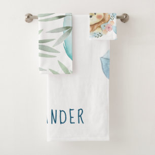 Personalized Lion watercolor Bath Towel Set