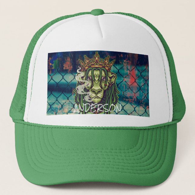 Personalized  LION WEED KING Trucker Hat (Front)