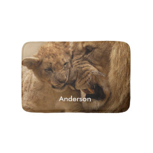 Personalized Lion with Baby Lion Bath Mat