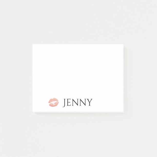 Personalized Lipstick Kiss Glitter Lipgloss Post-it Notes (Front)