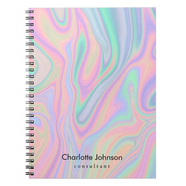Personalized Liquid Iridescent Pastel Colour Notebook (Front)