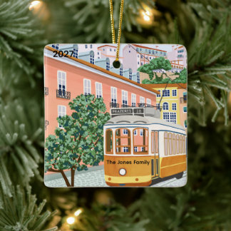 Personalized Lisbon Portugal Travel  Ceramic Ornament