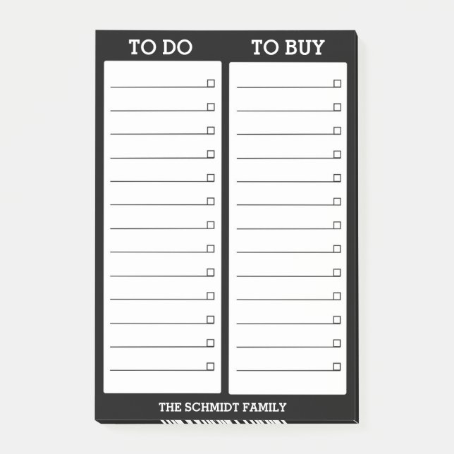 Personalized List- To Do, To Buy - Black Post-it Notes (Front)