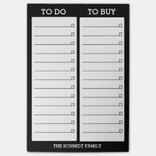 Personalized List- To Do, To Buy - Black Post-it Notes