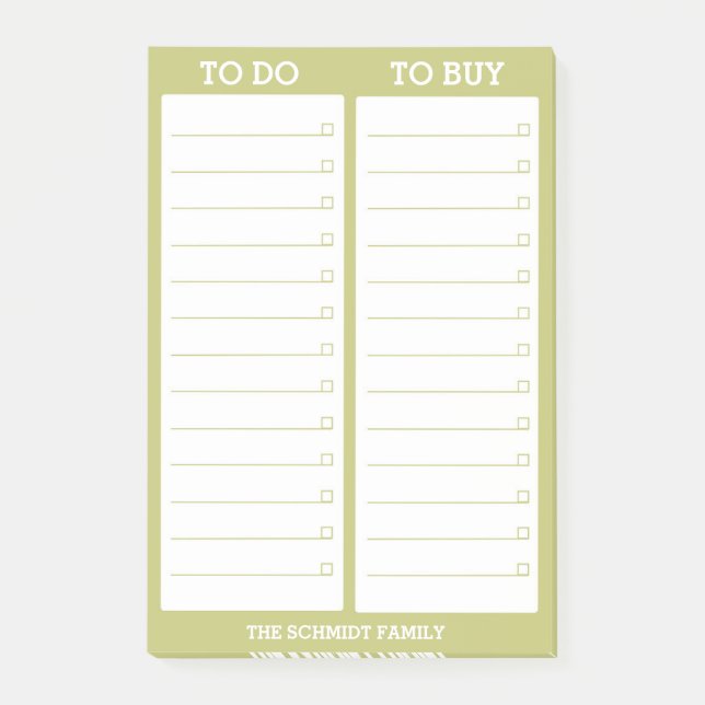 Personalized List - To Do, To Buy - Green Post-it Notes (Front)