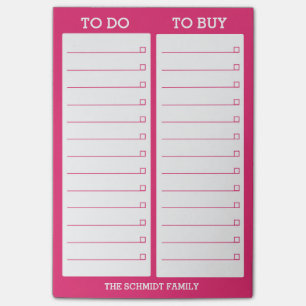 Personalized List- To Do, To Buy - Hot Pink Post-it Notes