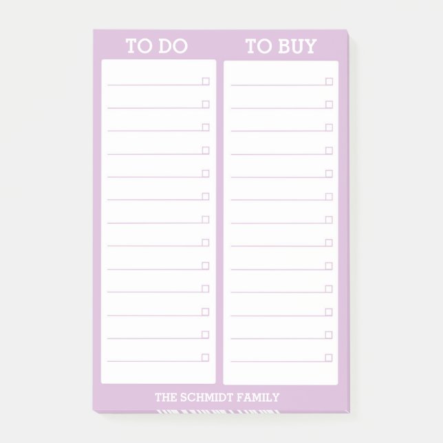 Personalized List- To Do, To Buy - Lavender Post-it Notes (Front)