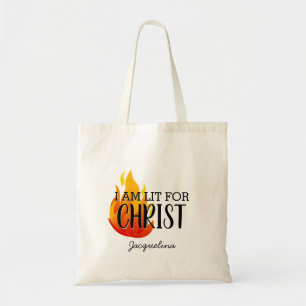 Personalized LIT FOR CHRIST Christian Tote Bag