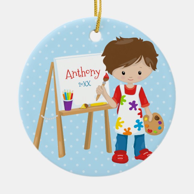 Personalized Little Artist Christmas Ornament (Front)