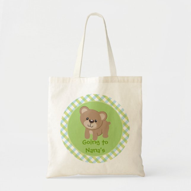 Personalized Little Bear Going to Nana's Tote Bag (Front)