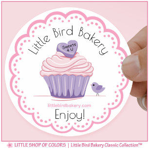Personalized Little Bird Bakery Cupcake Classic Round Sticker