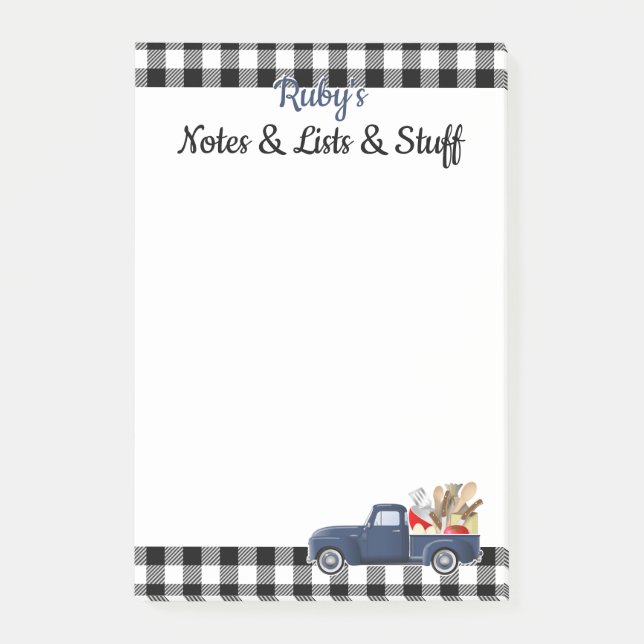 Personalized Little Blue Vintage Truck Post-it Notes (Front)