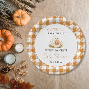 Personalized Little Boo Ghost Pumpkin Fall Shower Paper Plate