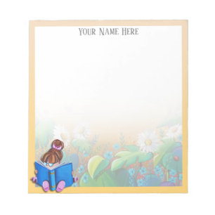Personalized Little Book Reader Girl Notepad