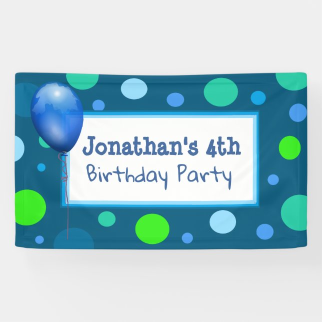 Personalized Little Boy's Blue Birthday Banner (Horizontal)