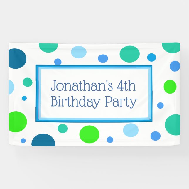 Personalized Little Boy's Blue Birthday Banner (Horizontal)