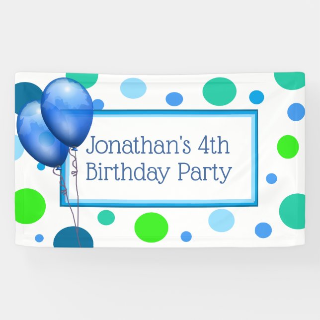 Personalized Little Boy's Blue Birthday Banner (Horizontal)