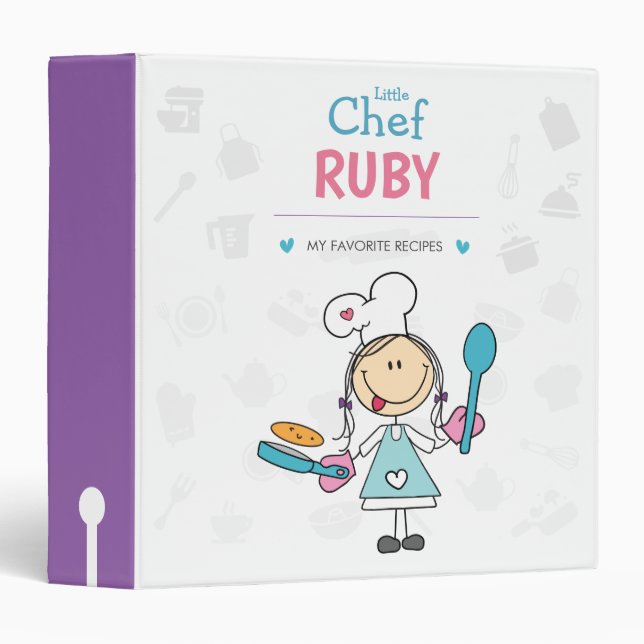 Personalized Little Chef Recipe Binder for Kids (Front/Spine)
