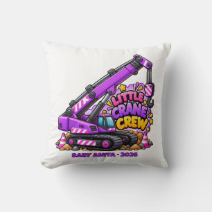 Personalized Little Crane Crew Throw Pillow