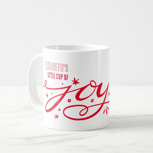 Personalized Little Cup of Joy Hand Lettered Mug (Front Left)