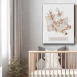 Personalized Little Deer Nursery  Faux Canvas Print<br><div class="desc">A cute watercolor little painted sleeping deer with baby's name underneath and date of birth. A perfect nursery gift for boy or girl. Faux canvas print.</div>