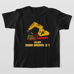 Personalized Little Excavator Birthday T-Shirt