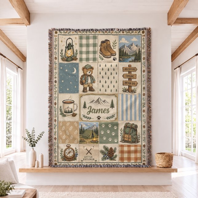 Personalized Little Explorer Woven Throw Blanket  (Creator Uploaded)
