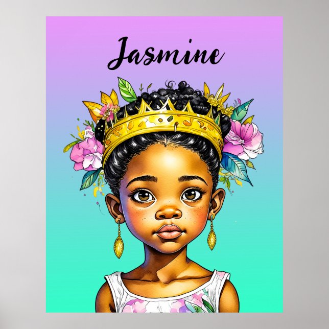 Personalized Little Girl Princess of Colour Poster (Front)