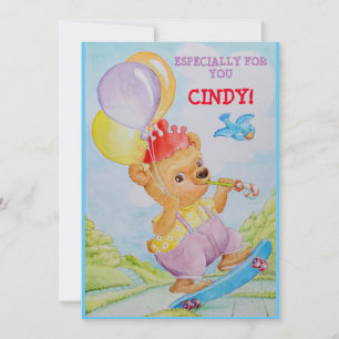 Personalized little girls birthday greeting card
