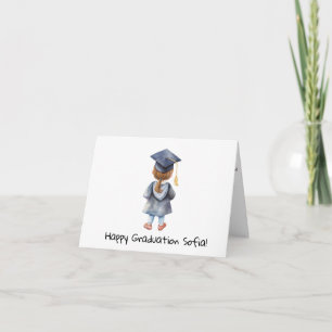 Personalized Little Girls Kindergarten Graduation Card