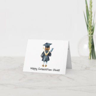 Personalized Little Girls Kindergarten Graduation Card
