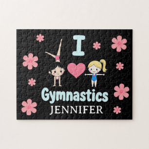 Personalized Little Gymnast Girl,I Love Gymnastics Jigsaw Puzzle