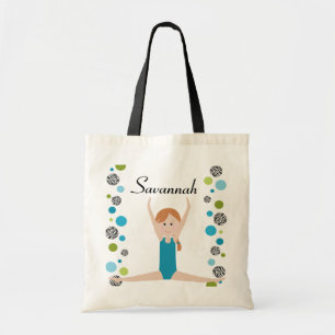 Personalized Little Gymnast in Aqua and Green Tote Bag