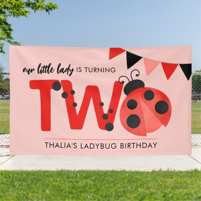 Personalized Little Lady Ladybug Large Outdoor Banner (Outside)