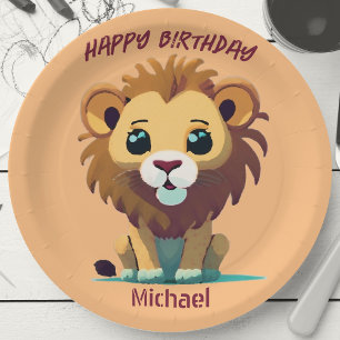 Personalized Little Lion Birthday Paper Plate